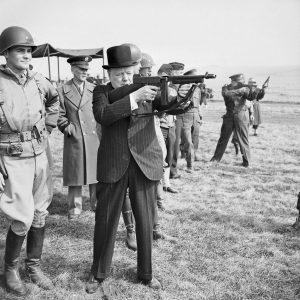 Winston Churchill Speeches-and-machine-gun-H36960