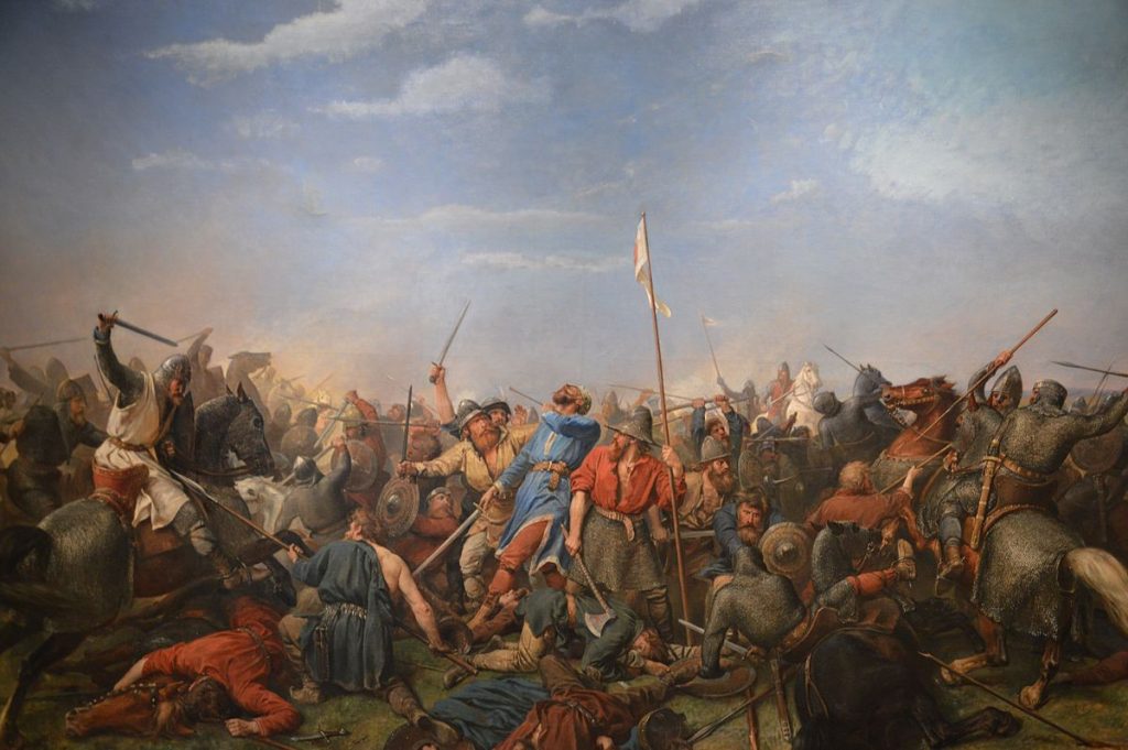 viking warriors-Arbo_-_Battle_of_Stamford_Bridge_(1870)