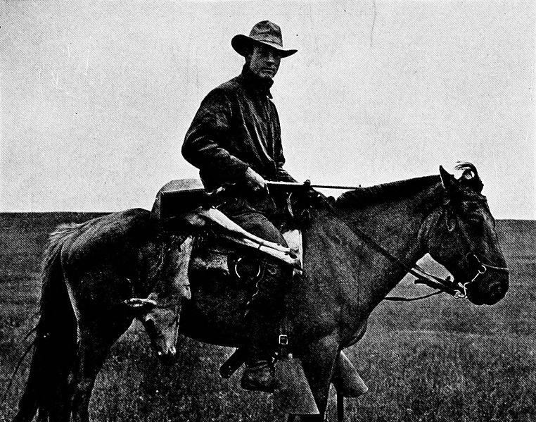 Andrews on Horseback hunting the Mongolian Death Worm