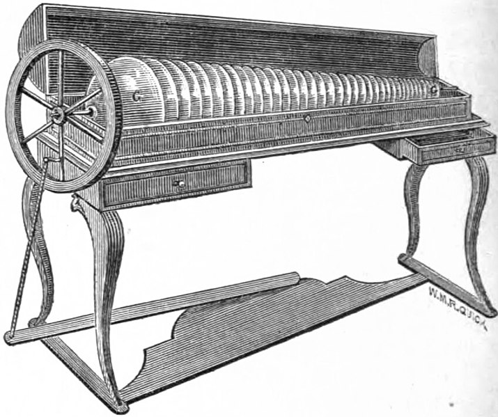 1700s sketch of the glass harmonica